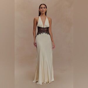 Meshki Dinah Lace & Satin Maxi Dress